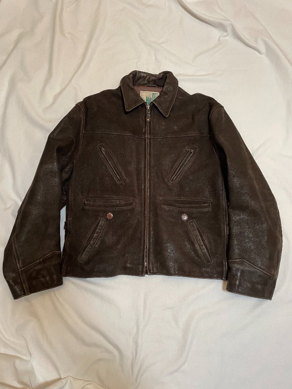 Golden Bear Leather Jacket Brown Mens Medium Preowned